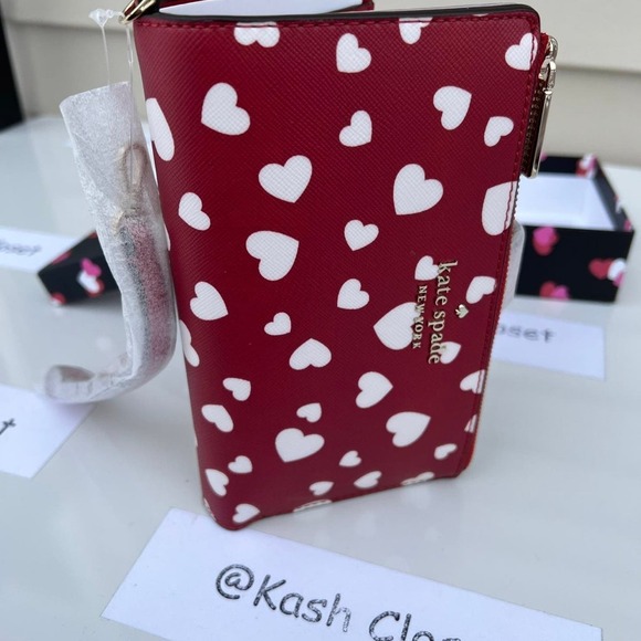Kate Spade Wristlet Staci Heart Printed Pop Phone Wallet Gift Box - Picture 5 of 8